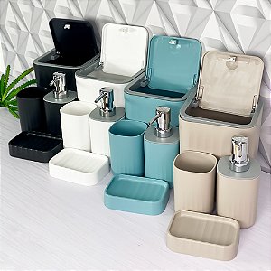 Kit Banheiro Lavabo com 4 Peças, Elegante, Moderno, Resistente e Sofisticado