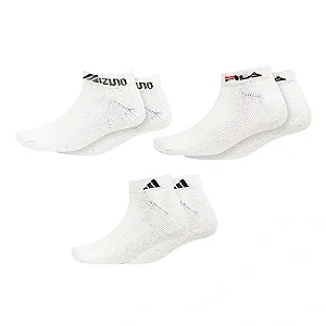 Kit 3 pares Meia Soquete Branca Marcas Sortidas Original