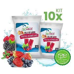 Kit 10x Gelo de Sabor Frutas Vermelhas