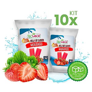 Kit 10x Gelo de Sabor Morango