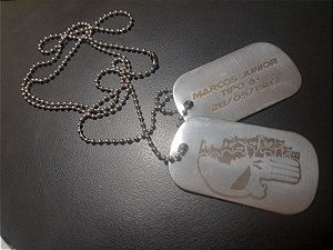 Colar Do Exercito Placa Identificação Dog Tag Dupla com gravação a Laser