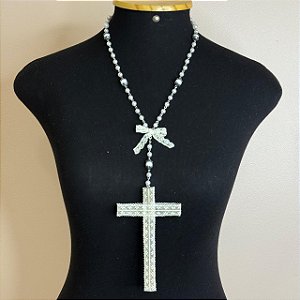 Rosário vintage crucifixo com renda