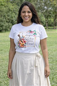 Camiseta Baby Look Feminina -A Alegria do Senhor é nossa Força