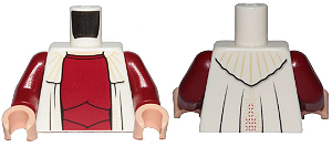 Torso LEGO Star Wars Princesa Leia – Vestido Vermelho Escuro com Detalhes Dourados e Vermelhos