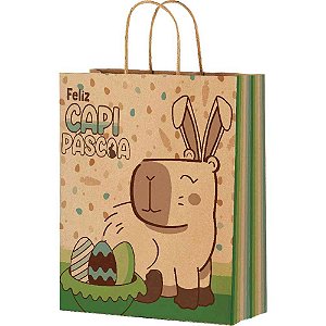 Sacola Decorada Pascoa Capipascoa M 29X24X12CM PCT.C/10