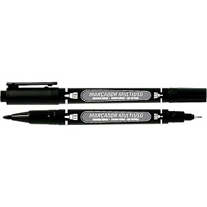 Caneta para CD 1.0MM MM100 Ponta Dupla Preto CX.C/12