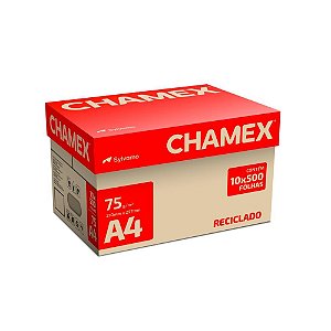 Papel Sulfite A4 Reciclado Chamex ECO 75G 10 PCTX500 FLS Caixa