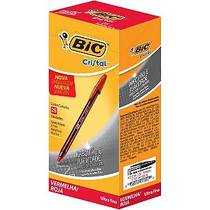 Caneta Esferografica Cristal ULTRA Fine Vermelha CX.C/25