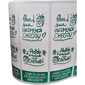 Etiqueta Adesiva Lacre OBA Sua ENCOMENDA100X35 RL.C/500