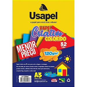 Bloco para Educacao Artistica Usapel 8CORES A3 120G. 32FL. Pacote
