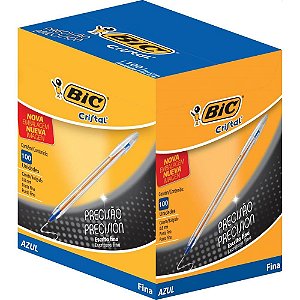 Caneta Esferografica Cristal Fina Azul CX.C/100