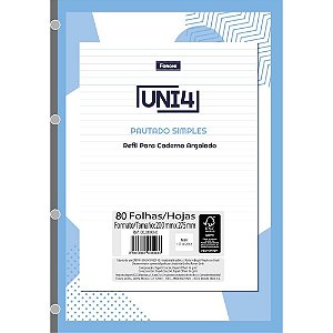 Bloco para Fichario Universit. UNI 4 Branco 80FLS. PCT.C/05