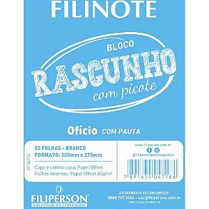 Bloco para Rascunho C/PICOTE C/PAUTA 200X275 50FL PCT.C/10