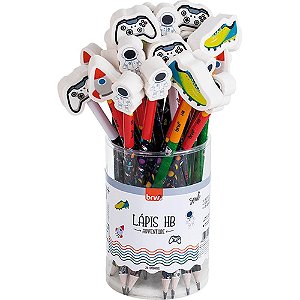 Lapis Preto Redondo Decorado HB Adventure C/BORRACHA 4MOD. POTE-24