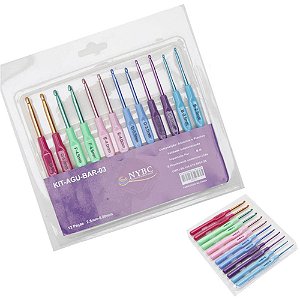 Agulha para Croche KIT C/12 Agulhas Sortidas Blister