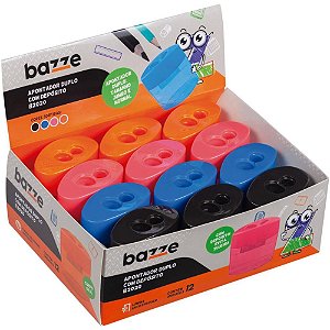 Apontador com Deposito 2 Furos Bazze B2020 Duplo OVAL (S) CX.C/12