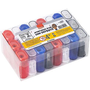 Apontador com Deposito Arredondado 4 Cores CX.C/24