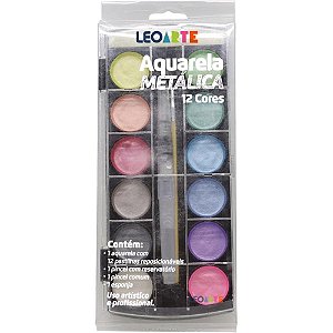 Aquarela Escolar Metalica 12 Cores CX.C/6
