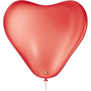 Balao Coracao 6POL Vermelho Quente PCT.C/50