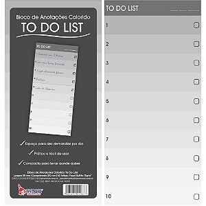 Bloco de Anotacoes 99X210MM 50F LIST TONS Cinza PCT.C/10
