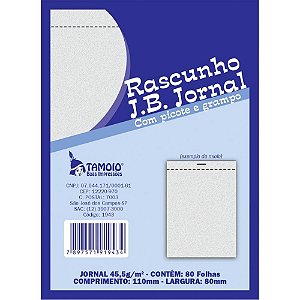 Bloco para Rascunho Jornal 80FLS 80X110MM C/PICOTE PCT.C/20