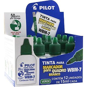 Tinta Marcador Quadro Branco Reabastecedor WBM-7 Verde 15ML CX.C/12