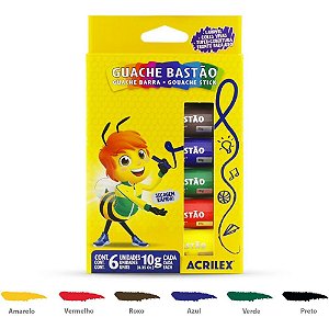Tinta Guache Bastão 06 Cores Estojo