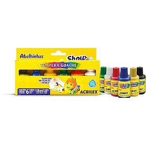 Tinta Guache 015ML SHOW Color 18ML C/PINCEL 6COR. CX.C/03