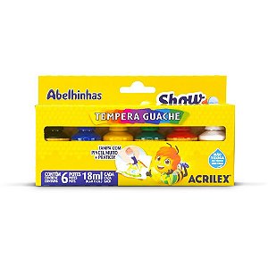 Tinta Guache 015ML SHOW Color 18ML C/PINCEL 6COR. CX.C/03