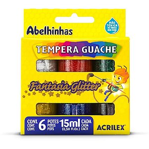 Tinta Guache 015ML 06 Cores 15ML com Glitter PCT.C/06