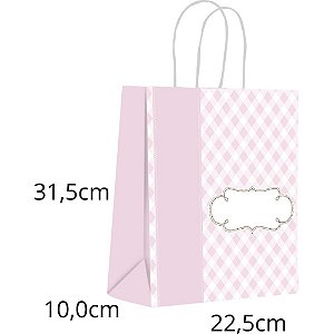 Sacola para Presente Decorada BABY Rosa M 22,5X31,5X10CM PCT.C/10
