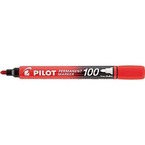 Pincel Marcador Permanente SCA 100 Ponta Redonda Vermelho CX.C/12