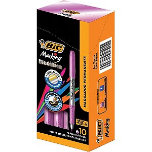 Pincel Marcador Permanente Marking Metalico 1.1MM Rosa C/10