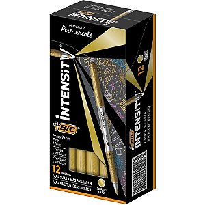 Pincel Marcador Permanente Marking Metalico 1.1MM Dourado CX.C/12
