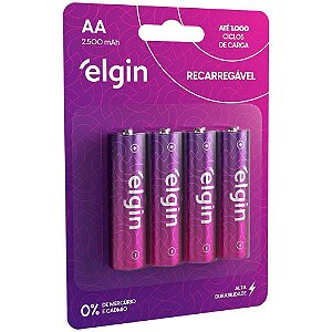 Pilha Recarregavel Pequena AA 2500MAH 1.2V. C/04 BL.C/04