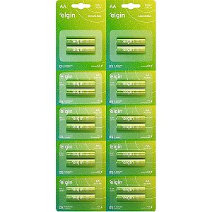 Pilha Alcalina Pequena AA 10BLISTERSX2UNIDS. Cartela