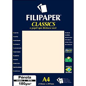 Papel A4 Perolado Marfim 180G. CX.C/20