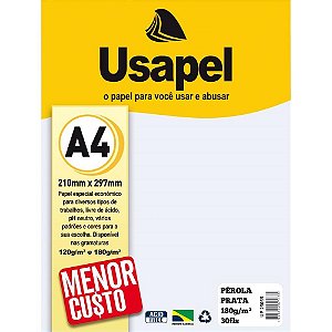Papel A4 Perolado Usapel Prata 180G CX.C/30