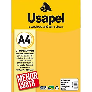 Papel A4 Perolado Usapel Amarelo Ouro 180G CX.C/30