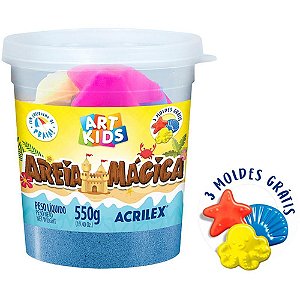 Massa Areia Areia Magica Azul 550G C/MOLD Pote