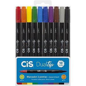 Marcador Artistico CIS Dual TIP BRUSH 10CORES Estojo