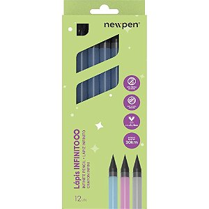 Lapis Preto Redondo Infinito HB Azul Translucido CX.C/12