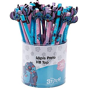 Lapis Preto Redondo Decorado STITCH TOP HB C/BORRACHA POTE-36
