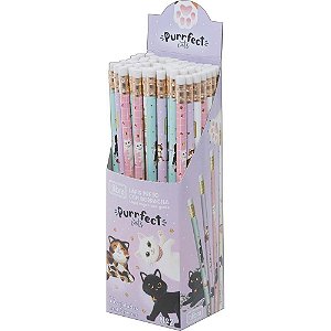 Lapis Preto Redondo Decorado Purrfect CATS C/BORRACHA DP.C/72