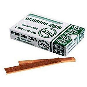 Grampo para Grampeador 26/6 Cobreado 1000 Grampos PCT.C/10
