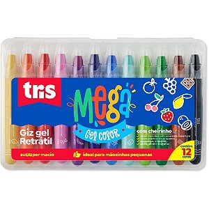 Giz de Cera Jumbo TRIS Retratil 12CORES C/CHEIRO Estojo