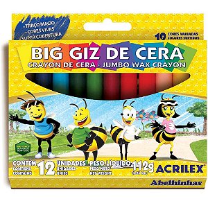 Giz de Cera Jumbo 12 Cores BIG GIZ 112G CX.C/12