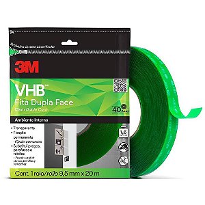 Fita Fixa Forte VHB4910 TRANP/VERDE 9,5MMX20M