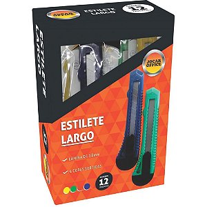 Estilete Largo Plastico 18MM Cores SORT. CX.C/12