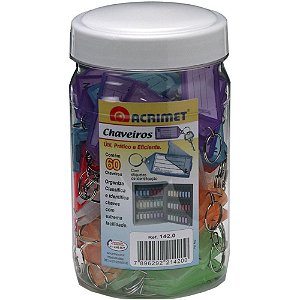 Chaveiro C/60 + 60 Etiquetas Cores Pote